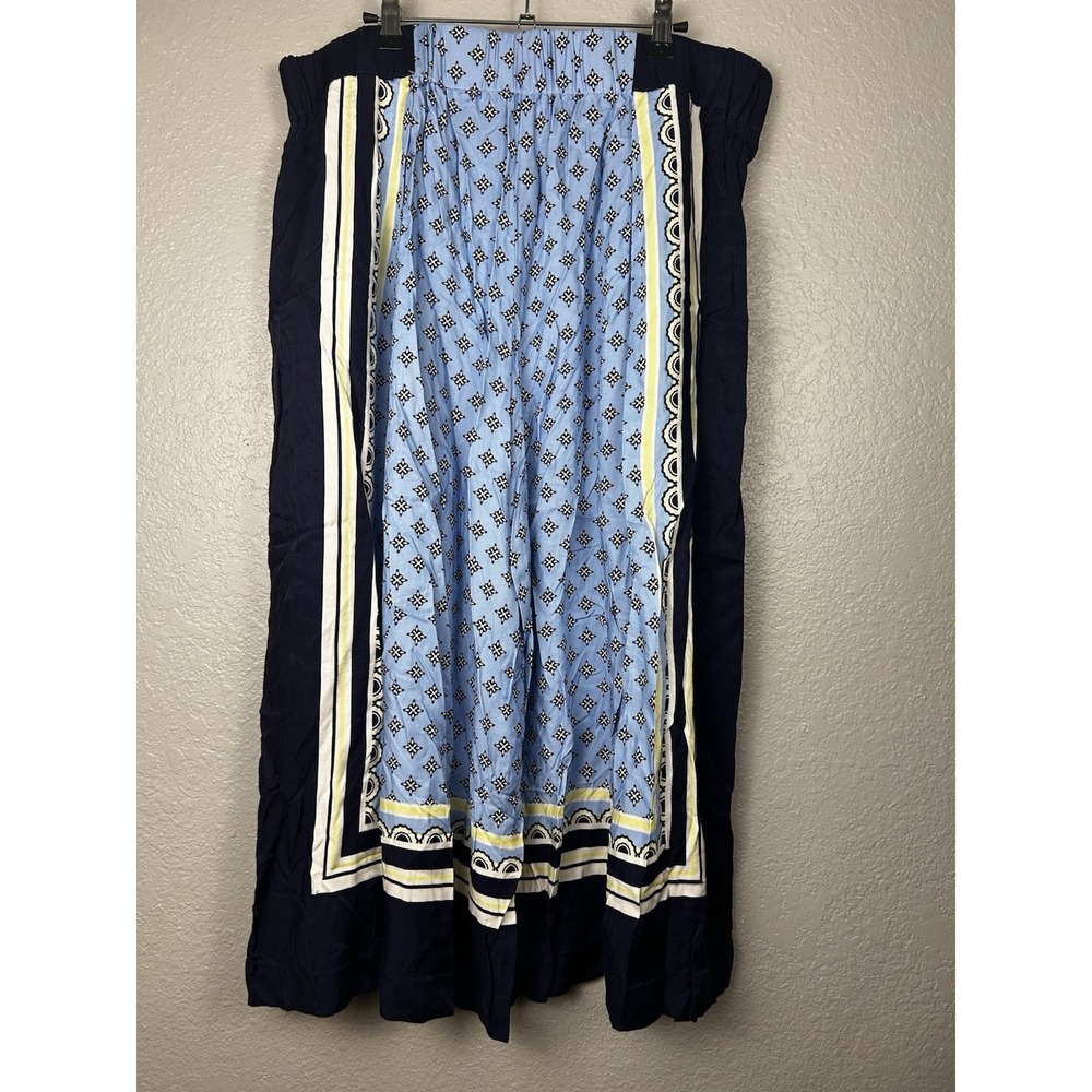 Anthropologie Maeve Scarf Print Blue A-line Culottes Wide Leg Pants Pockets XL - Picture 5 of 13